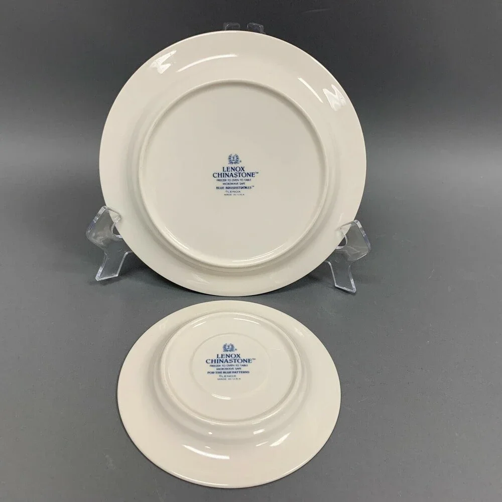 Lenox Chinastone Brushstrokes For the Blue Patterns Salad Saucer Plates Lot of 2